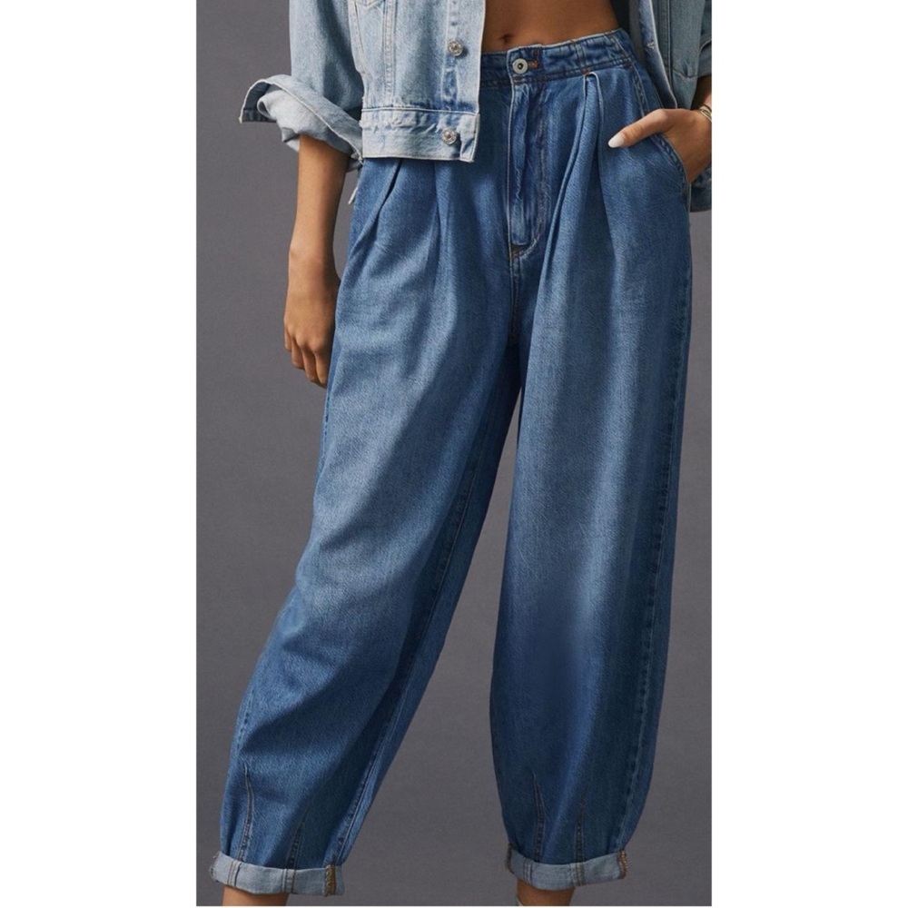 PILCRO AEOLUS WASH BALLON LEG MID RISE DENIM JEAN SIZE 28